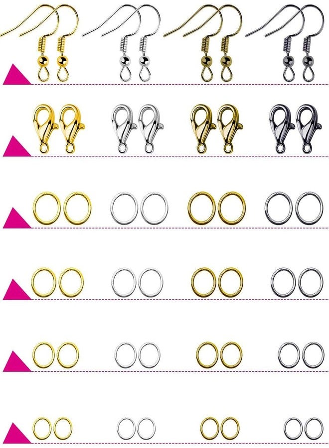 دي آي واي كرافتس مجموعة أدوات صنع الأقراط DIY Crafts 900 غرام، مزيج من الذهب والفضة، خطافات الأقراط، خطافات الأقراط لصنع المجوهرات مع حلقات وصل، أغطية الأقراط، كماشة، ملقط، فتح حلقات الوصل (900 غرام، مزيج من الذهب والفضة) - Image 3